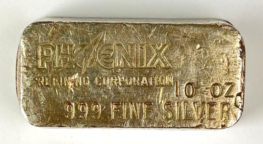 Phoenix Refining Corporation Hand Poured 10 oz 999 Fine Silver Ingot/ Bar: Phoenix Refining Corporation Hand Poured 10 oz 999 Fine Silver Ingot/ Bar
