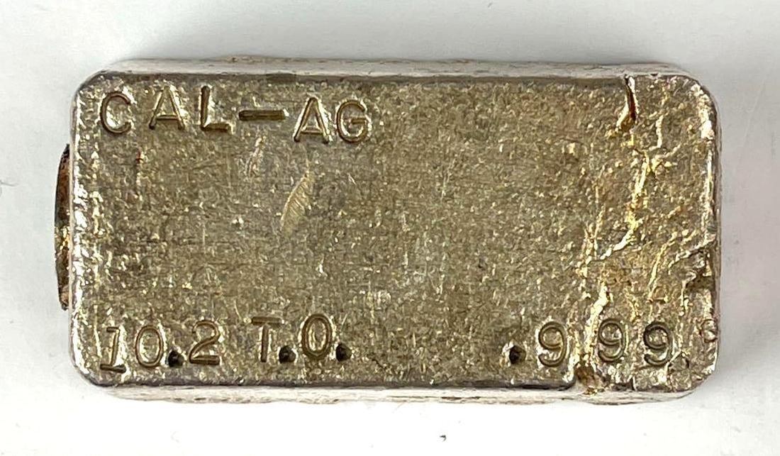 Cal Ag Hand Poured 10.2 oz .999 Fine Silver Ingot/ Bar: Cal Ag Hand Poured 10.2 oz .999 Fine Silver Ingot/ Bar