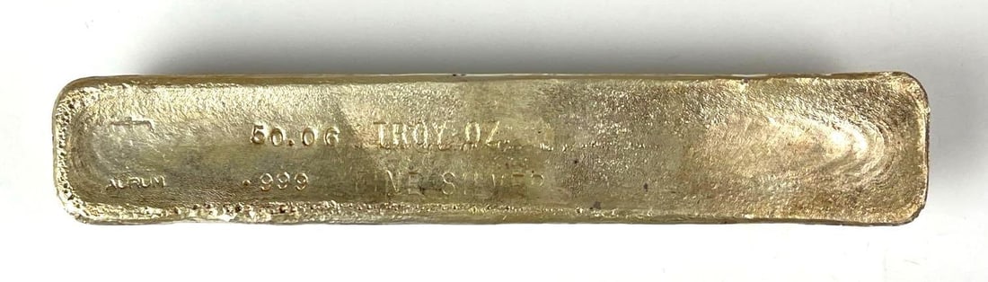 Aurum Hand Poured 50.06 oz .999 Fine Silver Ingot/ Bar (1 of 2)