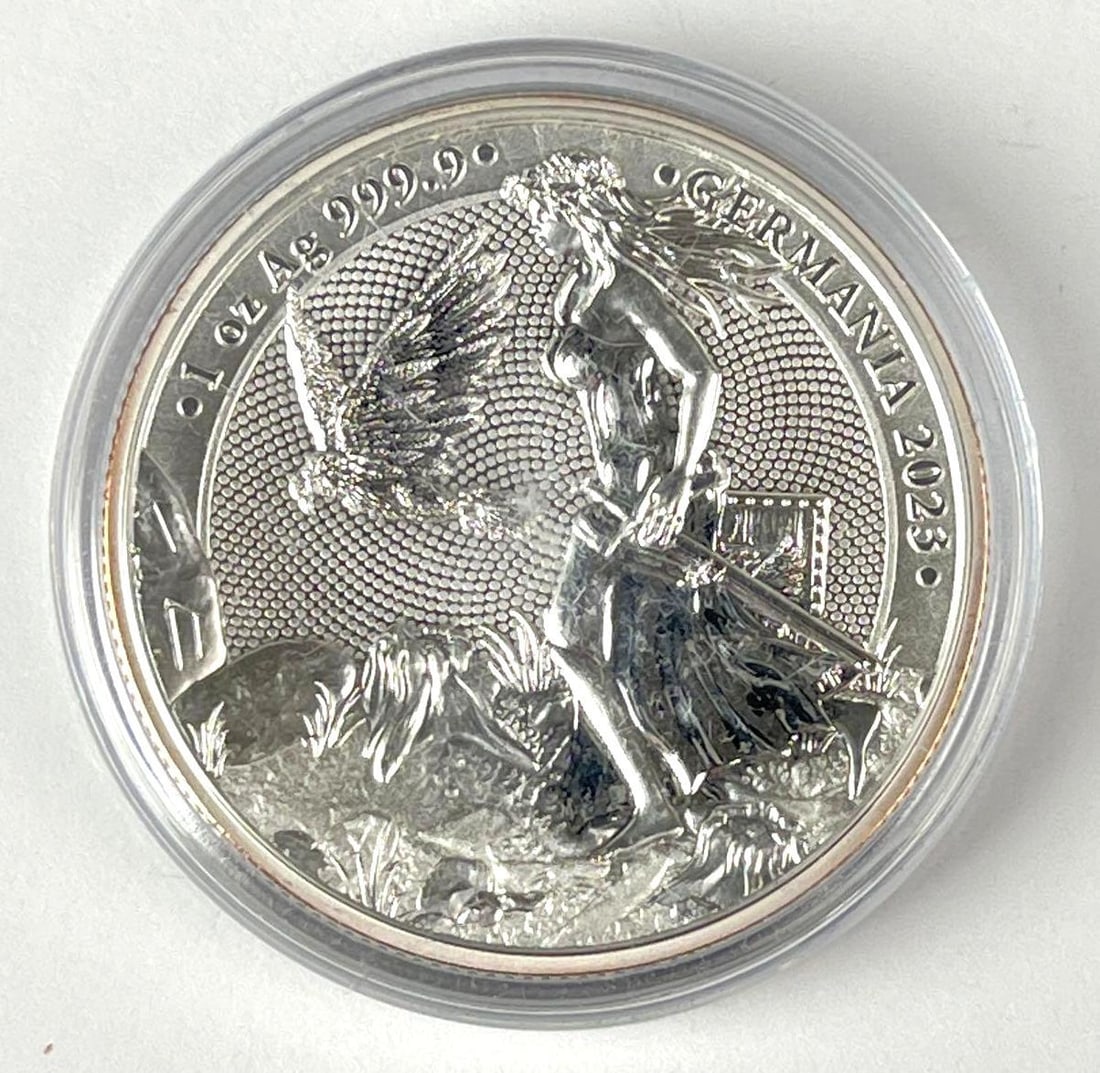 2023 Germania 5 Mark Germania 1 oz 999.9 Fine Silver Round: 2023 Germania 5 Mark Germania 1 oz 999.9 Fine Silver Round