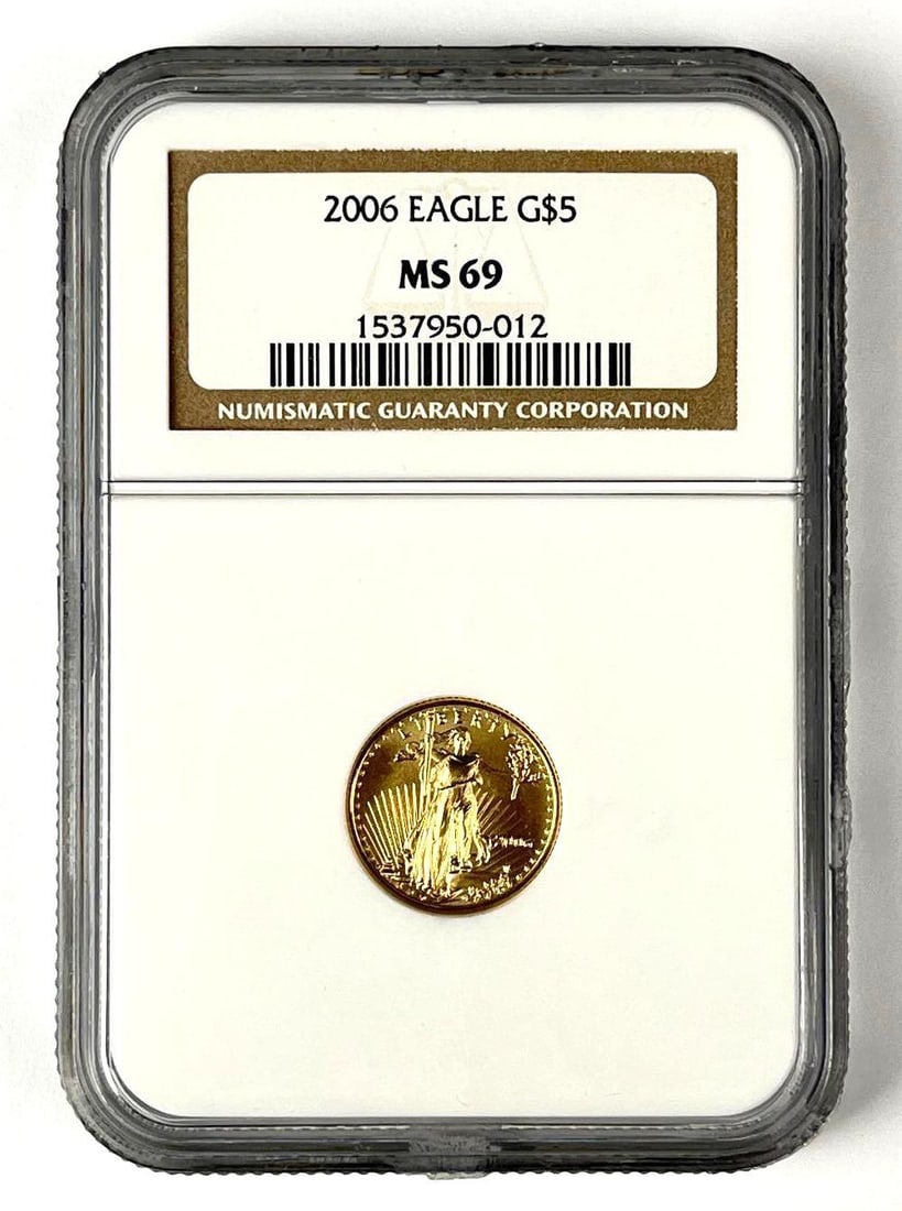 2006 US $5 American Gold Eagle 1/10 oz Fine Gold Coin NGC MS69: 2006 US $5 American Gold Eagle 1/10 oz Fine Gold Coin NGC MS69