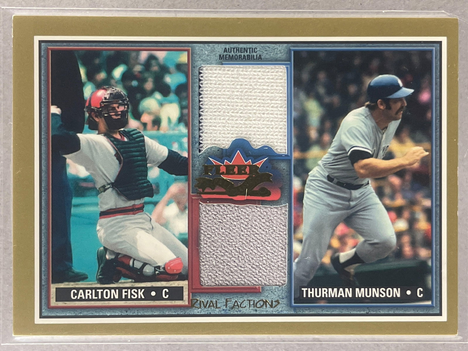 2002 Fleer Rival Factions Dual Jersey Carlton Fisk and Thurman Munson (1 of 2)