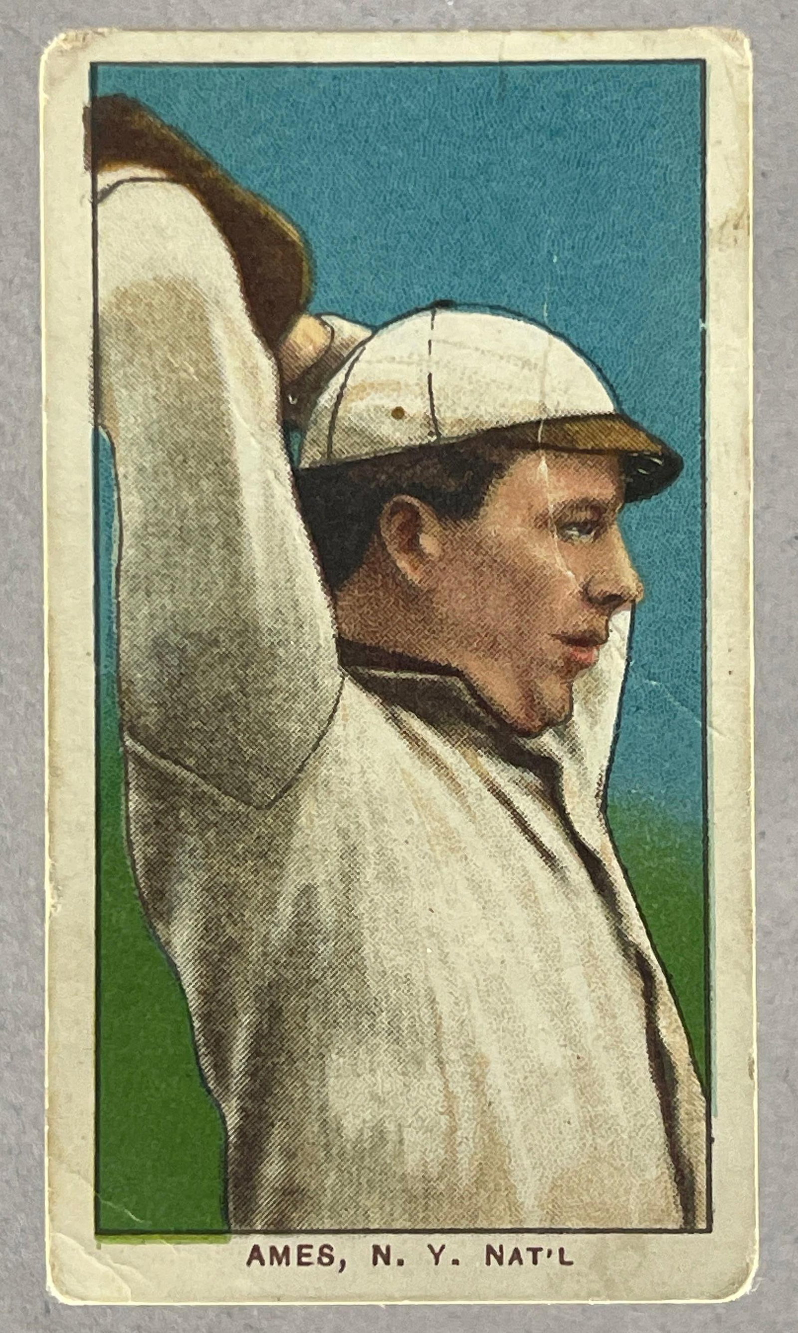 1909 - 11 T206 Red Ames Hand Over Head Sweet Caporal 350/30: 1909 - 11 T206 Red Ames Hand Over Head Sweet Caporal 350/30, G - VG