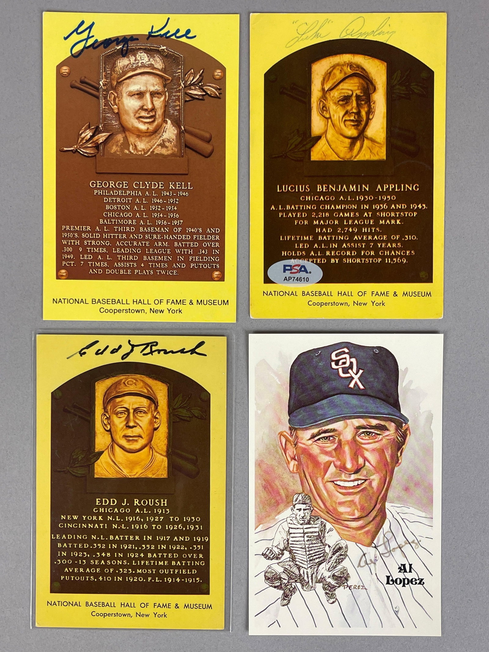 4 - Chicago White Sox HOFs Signed Perez-Steele and Yellow HOF Plaque Postcards (1 of 2)