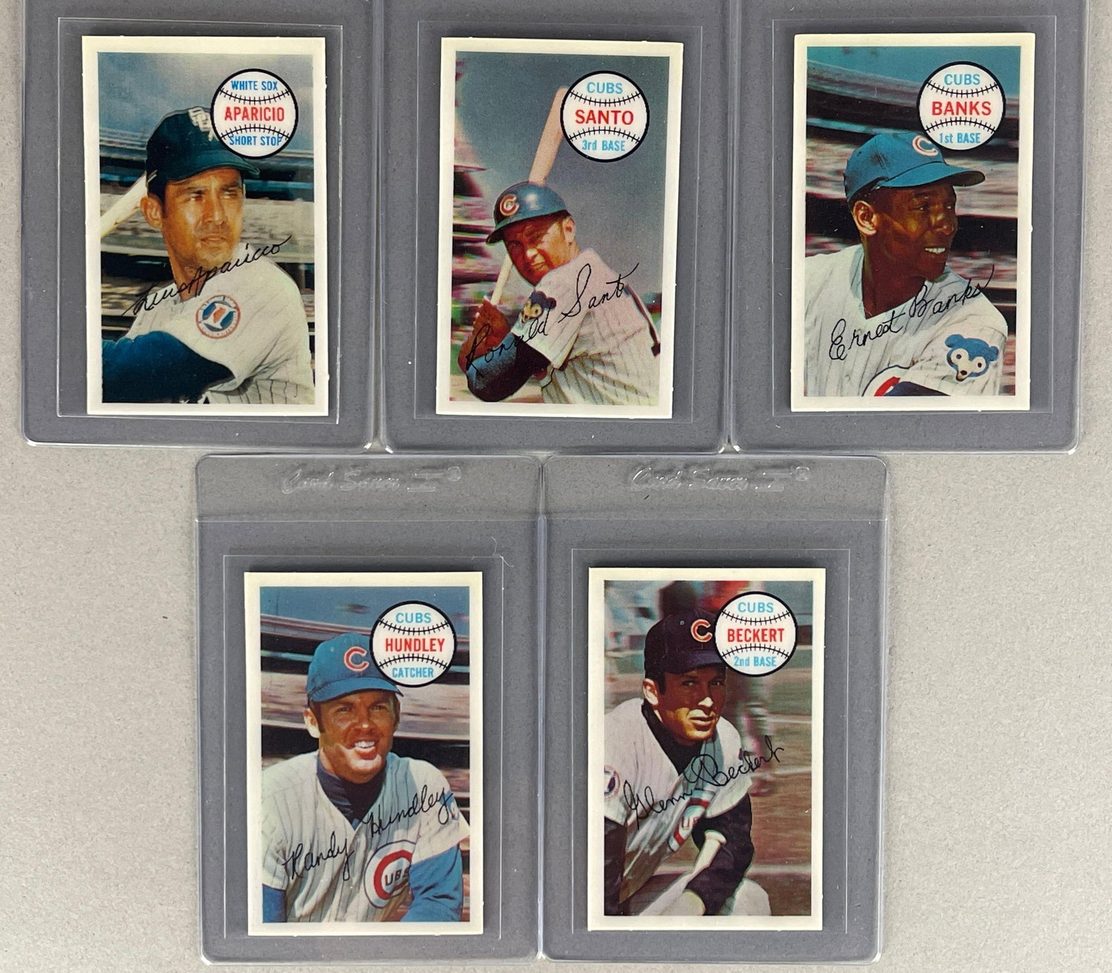 1970 Kelloggs Ernie Banks, Luis Aparicio, Ron Santos + 2 Other Cubs High Grade Cards (1 of 2)