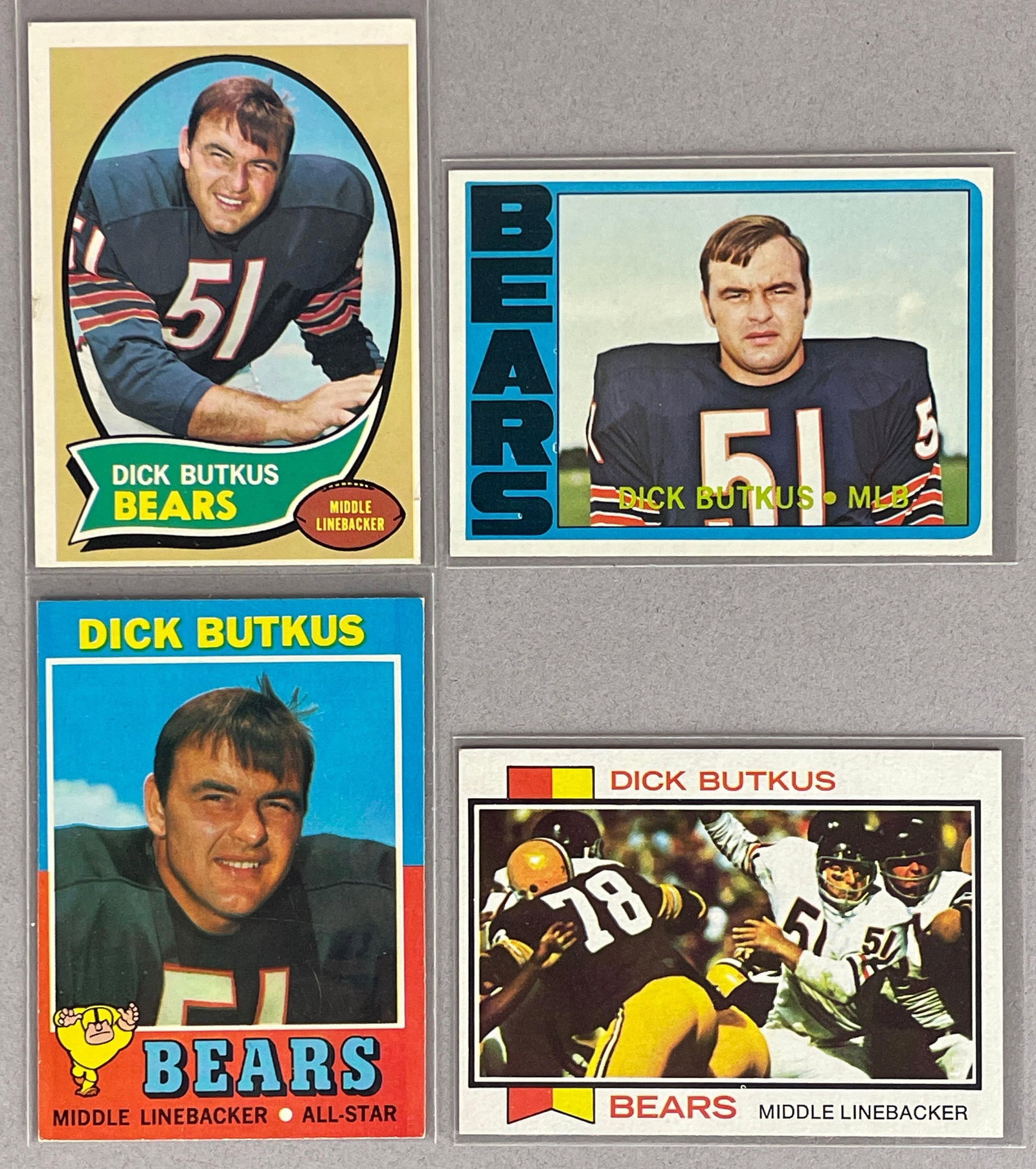 4 - 1970 - 73 Topps Dick Butkus Cards (1 of 2)