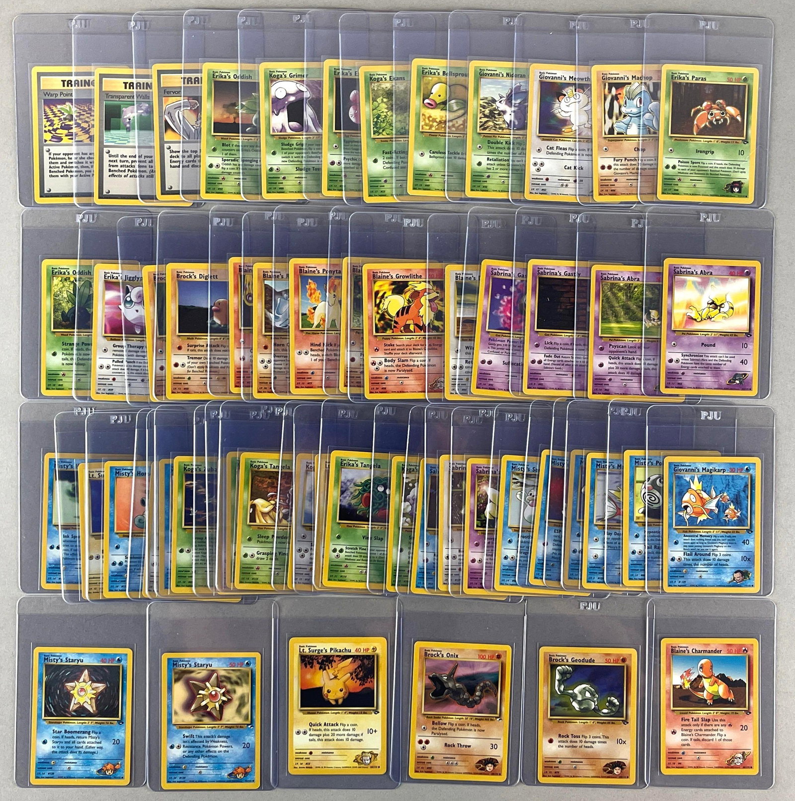 54 - 2000 Pokemon Gym Challenge and Gym Heroes High Grade Cards: Includes Pikachu and Charmander, Some Ready to Grade