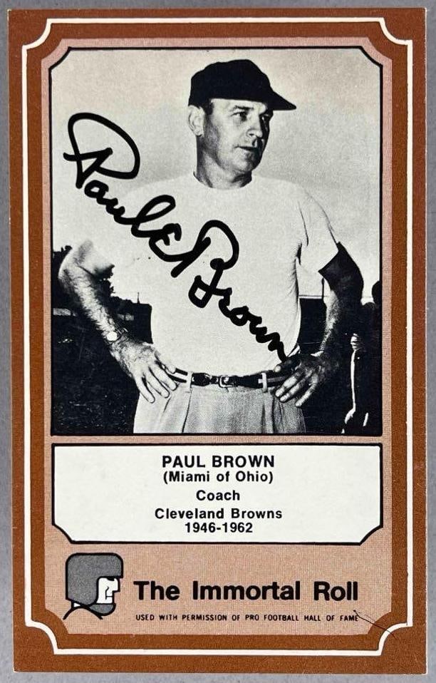 1975 Fleer Immortal Roll Signed Paul Brown Card with JSA COA (1 of 3)