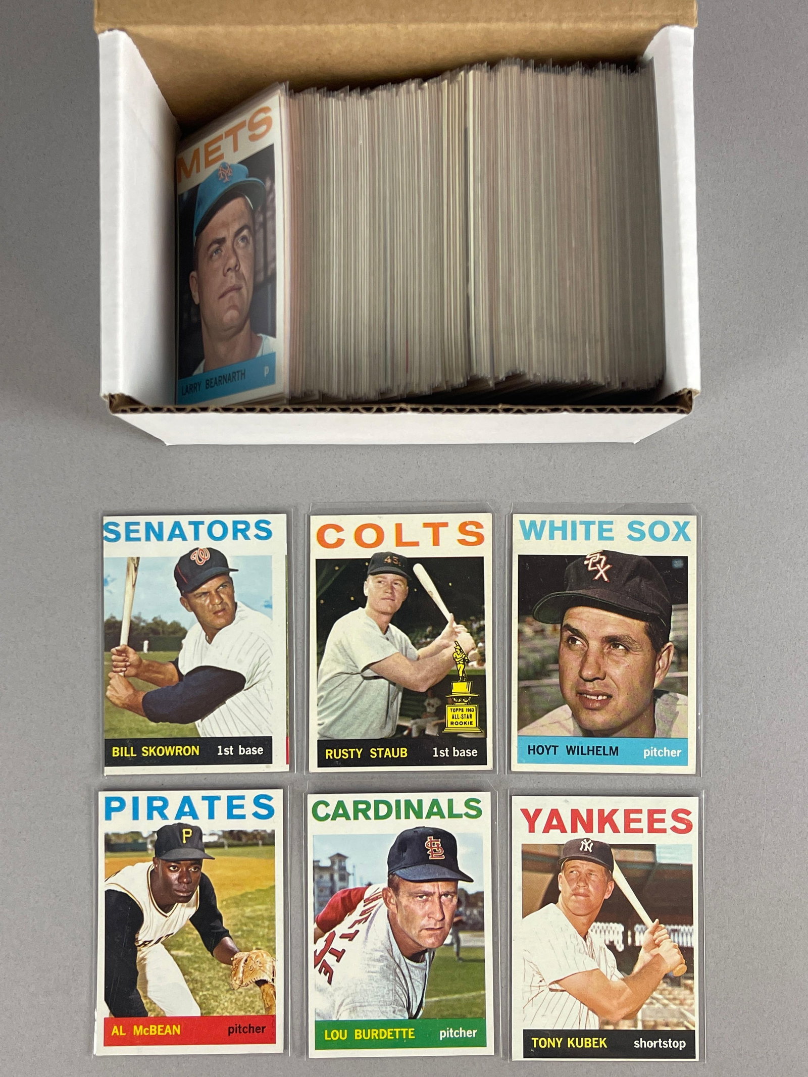 170+ 1964 Topps Baseball Cards with HOFs, High Numbers, and Rookies: Conditions vary, VGEX - EXMT, 15- High numbers, Includes Wilhelm, Staub, Kubek, Skowron, and More