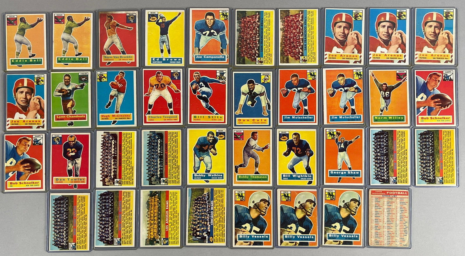 38 - 1956 Topps Football Cards with HOFs, Stars, and Checklist (1 of 2)