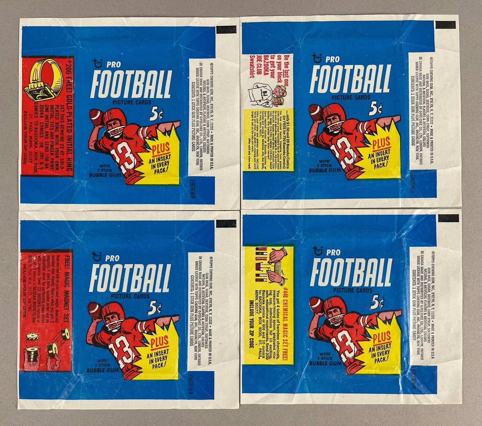 4 - 1968 Topps Football 5 Cent Wax Pack Wrappers (1 of 2)