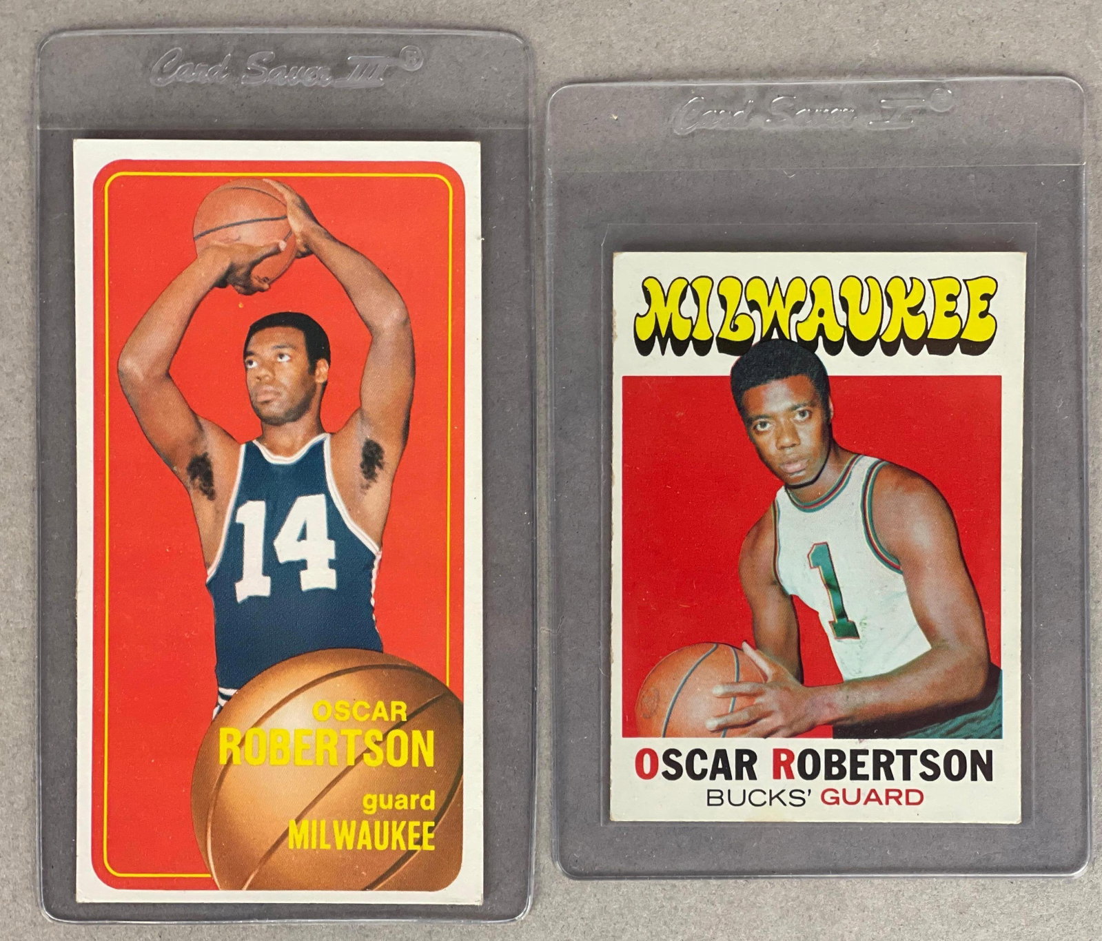 1970 and 71 Topps Oscar Robertson Cards: 1970 #100 EX, 1971 #1 VGEX, Sharp looking cards
