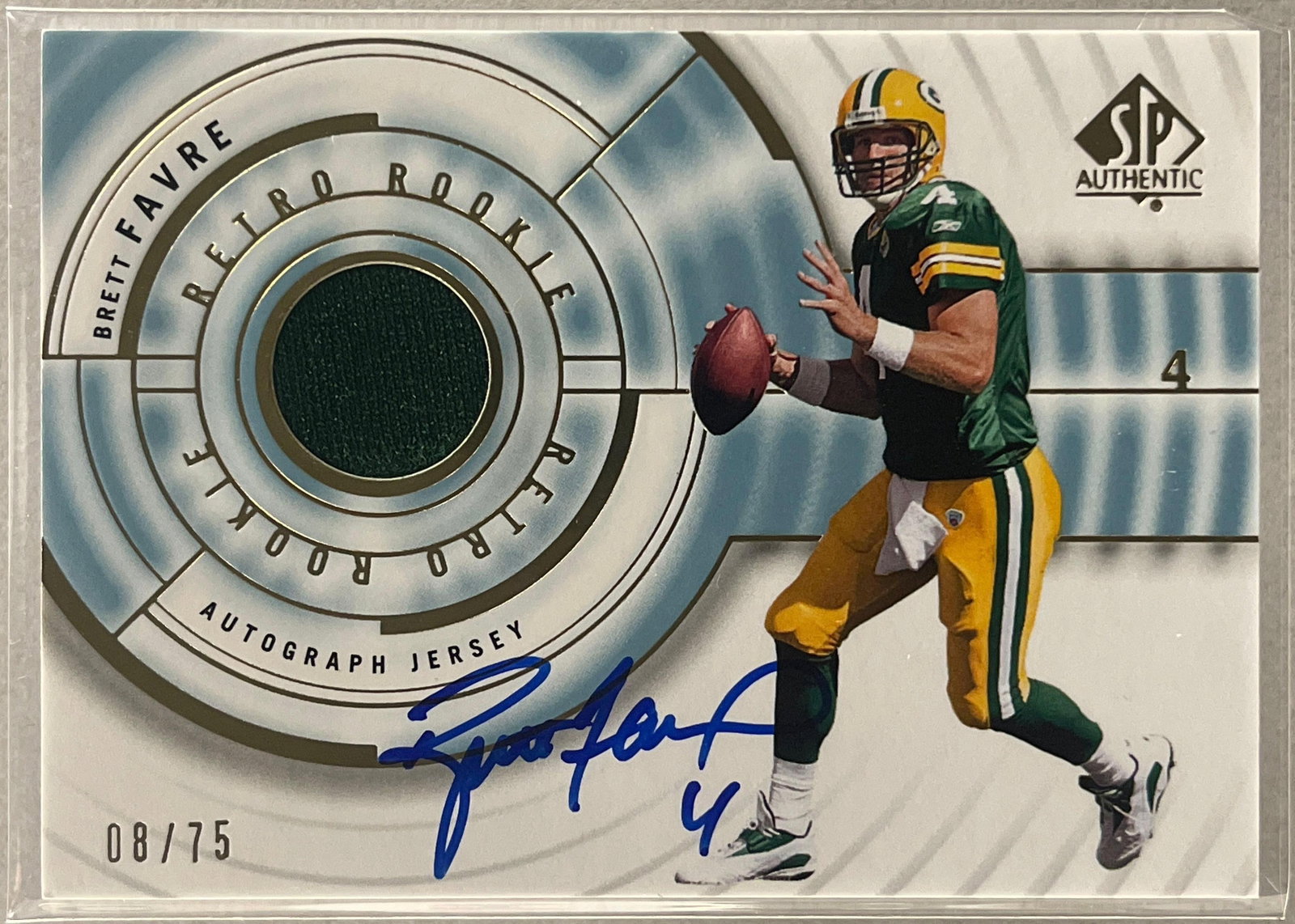 2008 Sp Authentic Retro Rookie Auto Jersey Brett Favre 8/75: 2008 Sp Authentic Retro Rookie Auto Jersey Brett Favre 8/75 #RR-BF
