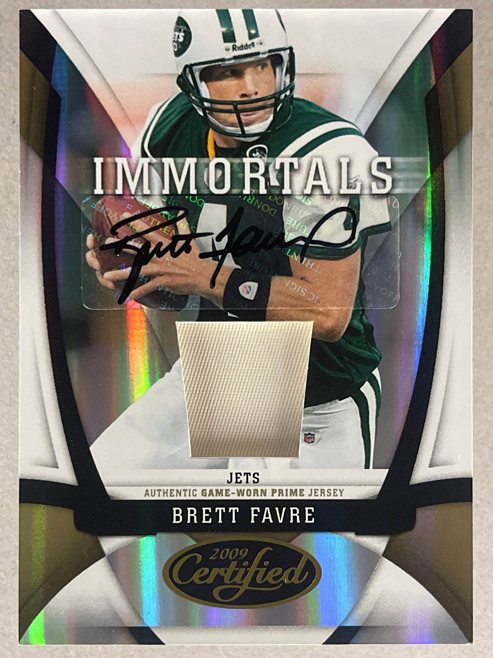 2009 Donruss Certified Immortals Mirror Gold Auto Jersey Brett Favre 24/25: 2009 Donruss Certified Immortals Mirror Gold Auto Jersey Brett Favre 24/25 #202