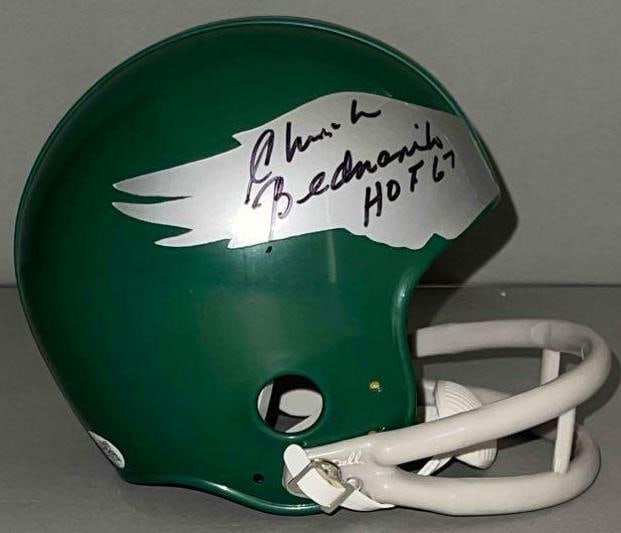 Chuck Bednarik Signed Seattle Seahawks Mini Helmet with JSA COA: Autographed Chuck Bednarik HOF 67, with JSA COA