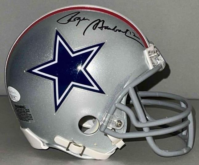 Roger Staubach Signed Dallas Cowboys Mini Helmet with JSA COA: Autographed Roger Staubach #12, with JSA COA