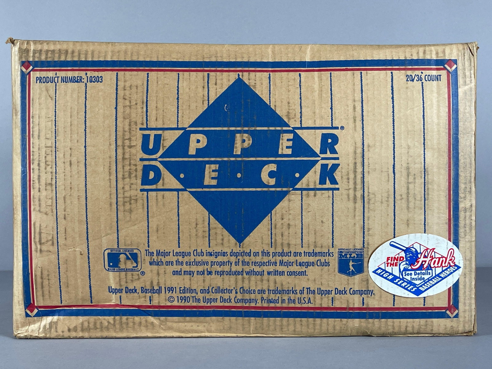 1991 Upper Deck Baseball High Series Find The Hank Sealed Case of 20 Boxes (1 of 5)