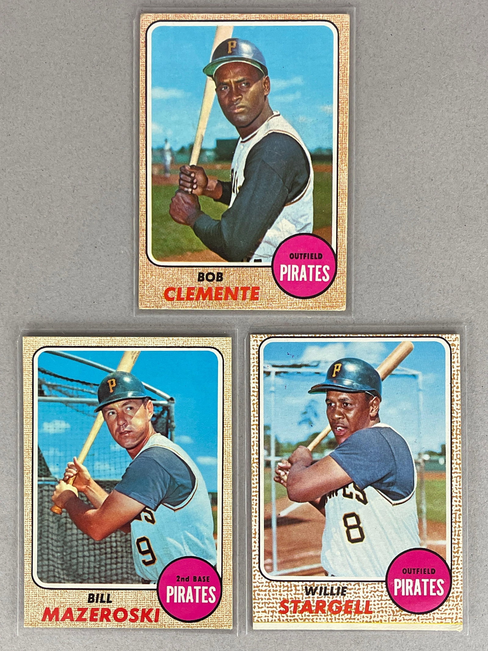 1968 Topps Roberto Clemente, Willie Stargell, and Bill Mazeroski (1 of 2)