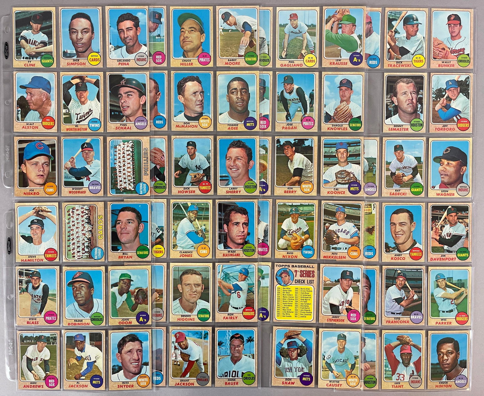 70 - 1968 Topps Baseball 6th Series Cards with HOFs and Team Cards (1 of 5)