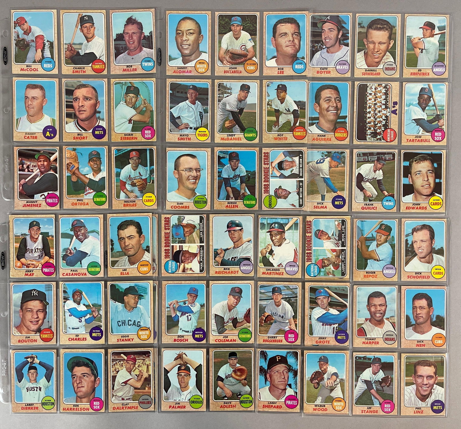 62 - 1968 Topps Baseball 7th Series Cards with HOFs, Team Cards, and Rookies (1 of 5)