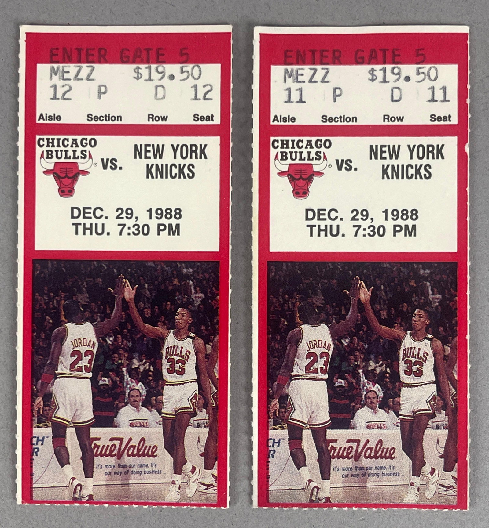 2 - 1988 Chicago Bulls Scottie Pippen 1 and Only Buzzer Beater Game Winner Tickets (1 of 2)