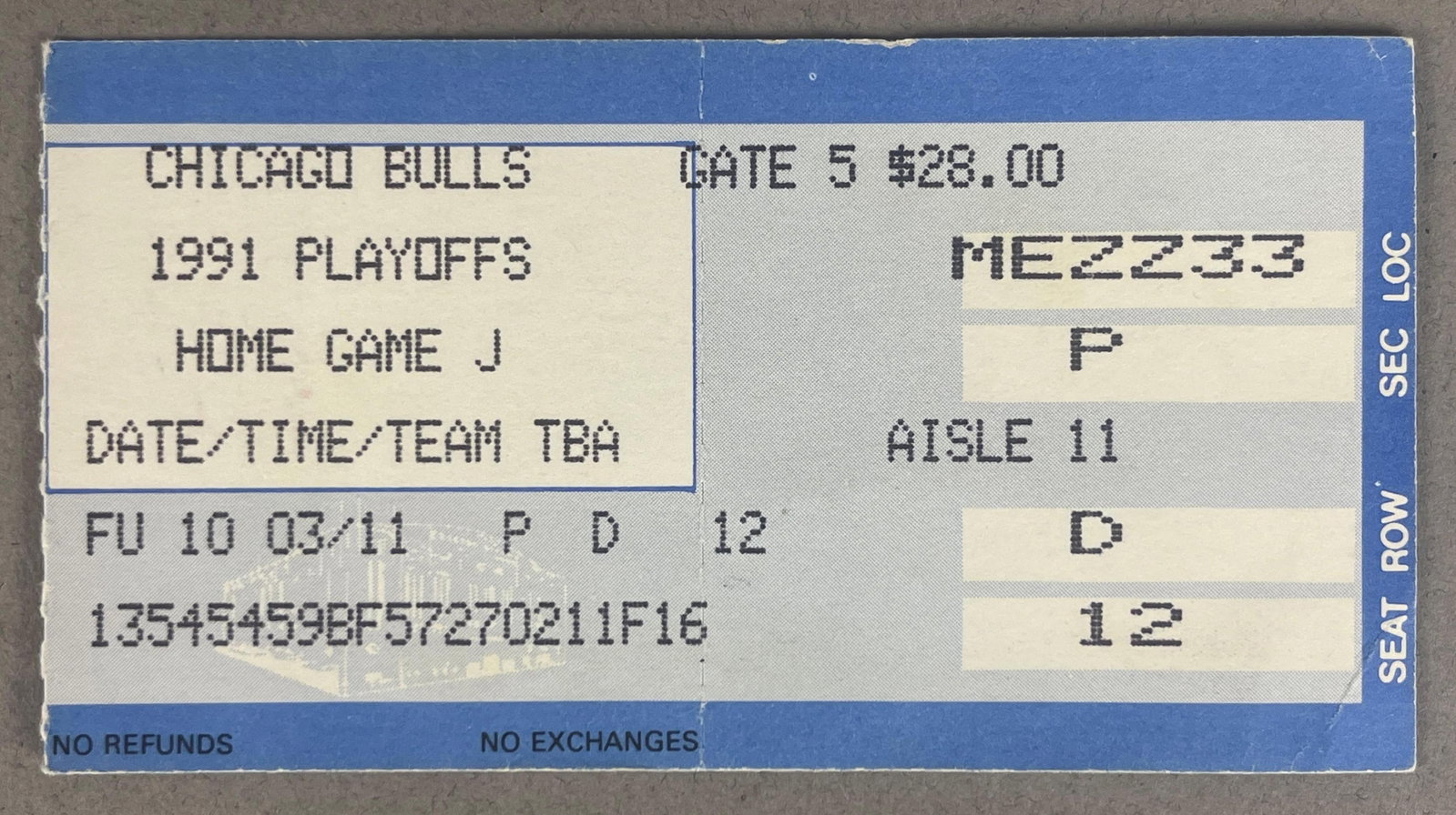 1991 NBA Finals Game 2 Chicago Bulls vs Los Angeles Lakers Ticket Michael Jordan The Move (1 of 2)