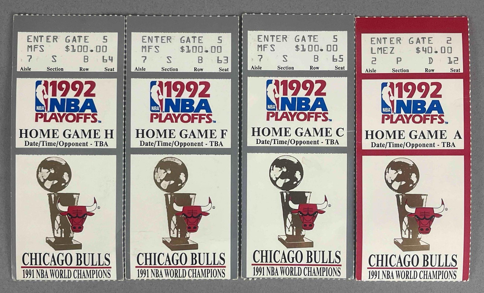 4 - 1992 NBA Playoffs Chicago Bulls Tickets (1 of 2)