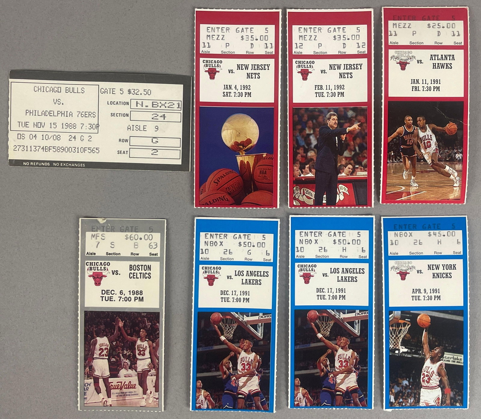 8 - 1988 - 92 Chicago Bulls Season Game Tickets, some with Jordan (1 of 2)