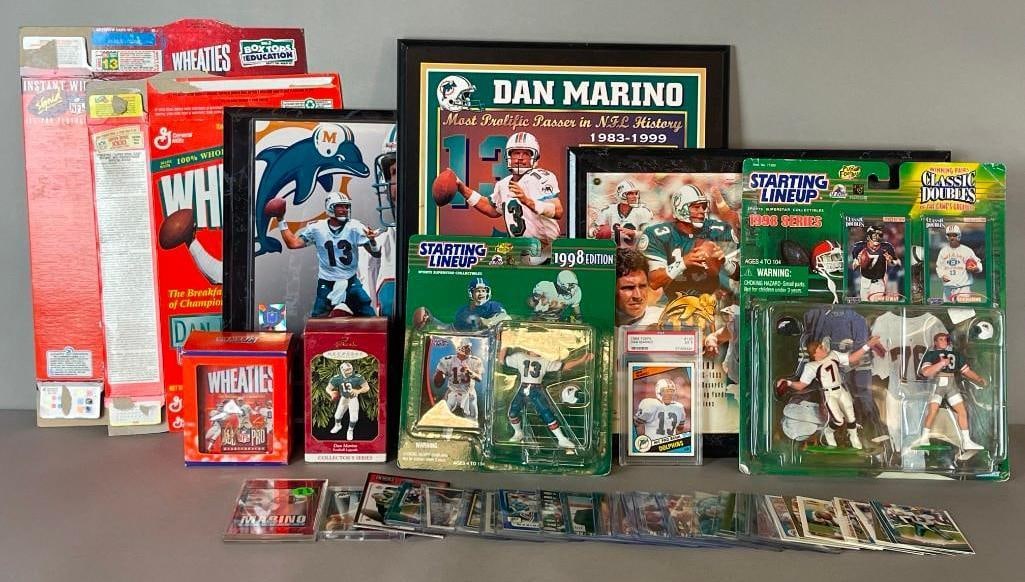 40+ Dan Marino Cards with PSA 5 Rookie, 2001 Super Bowl Cards and Inserts, Starting Lineups and More: 1984 Topps #123 PSA 5, 1985 Topps #314, 2001 Super Bowl Commemorative Set, 1997, 98, 2000 Starting Lineups, 1998 and 2000 Classic Doubles , 3 - Plaques and More