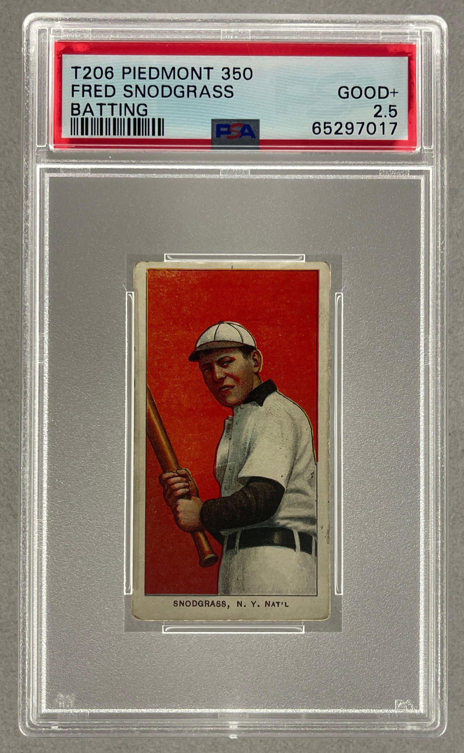 1909 - 11 T206 Piedmont Fred Snodgrass Batting Series 350 PSA 2.5 (1 of 2)