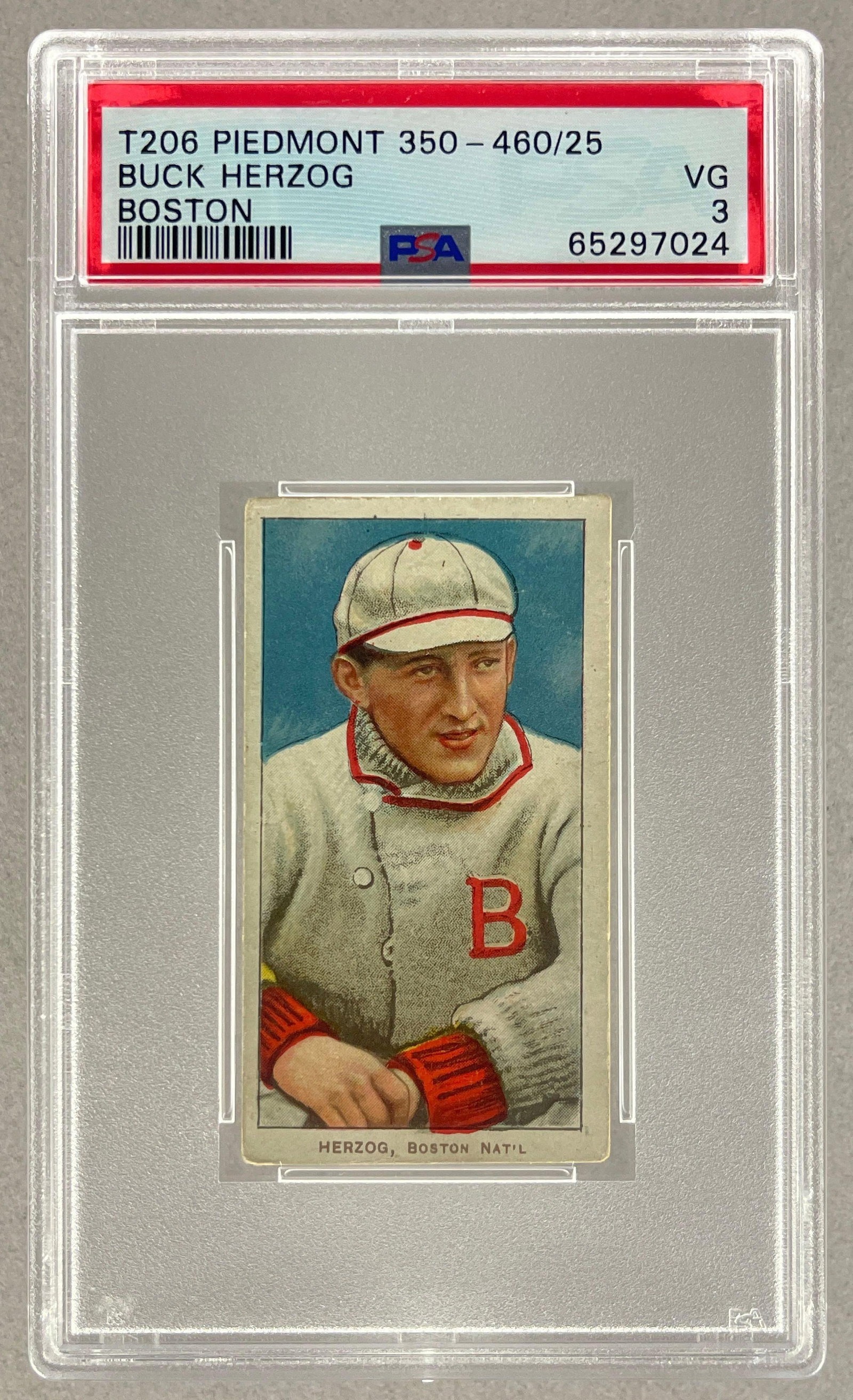 1909 - 11 T206 Piedmont Buck Herzog Series 350/460 PSA 3 (1 of 2)
