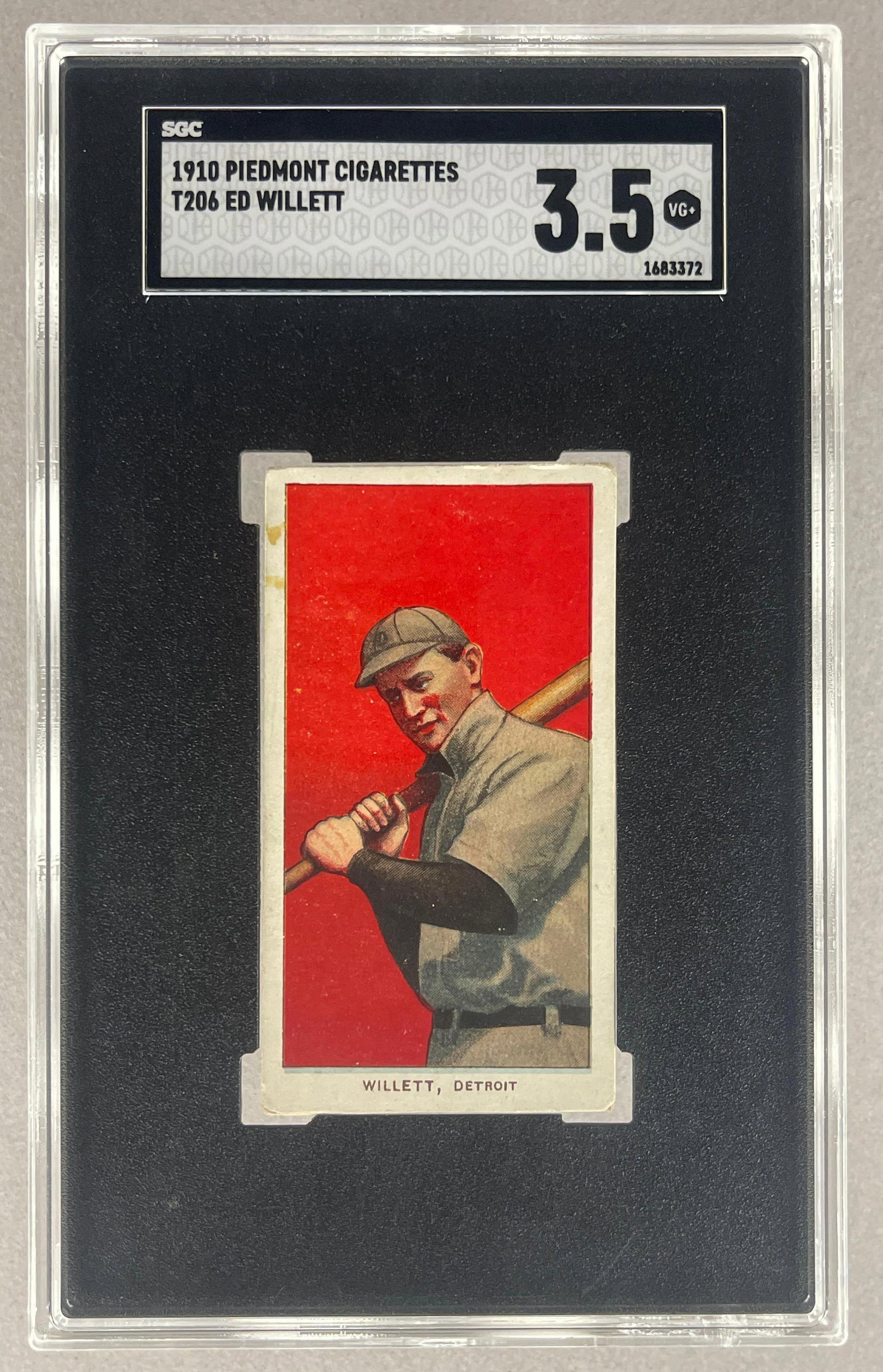 1910 T206 Piedmont Ed Willett Series 350 SGC 3.5: 1910 T206 Piedmont Ed Willett Series 350 SGC 3.5