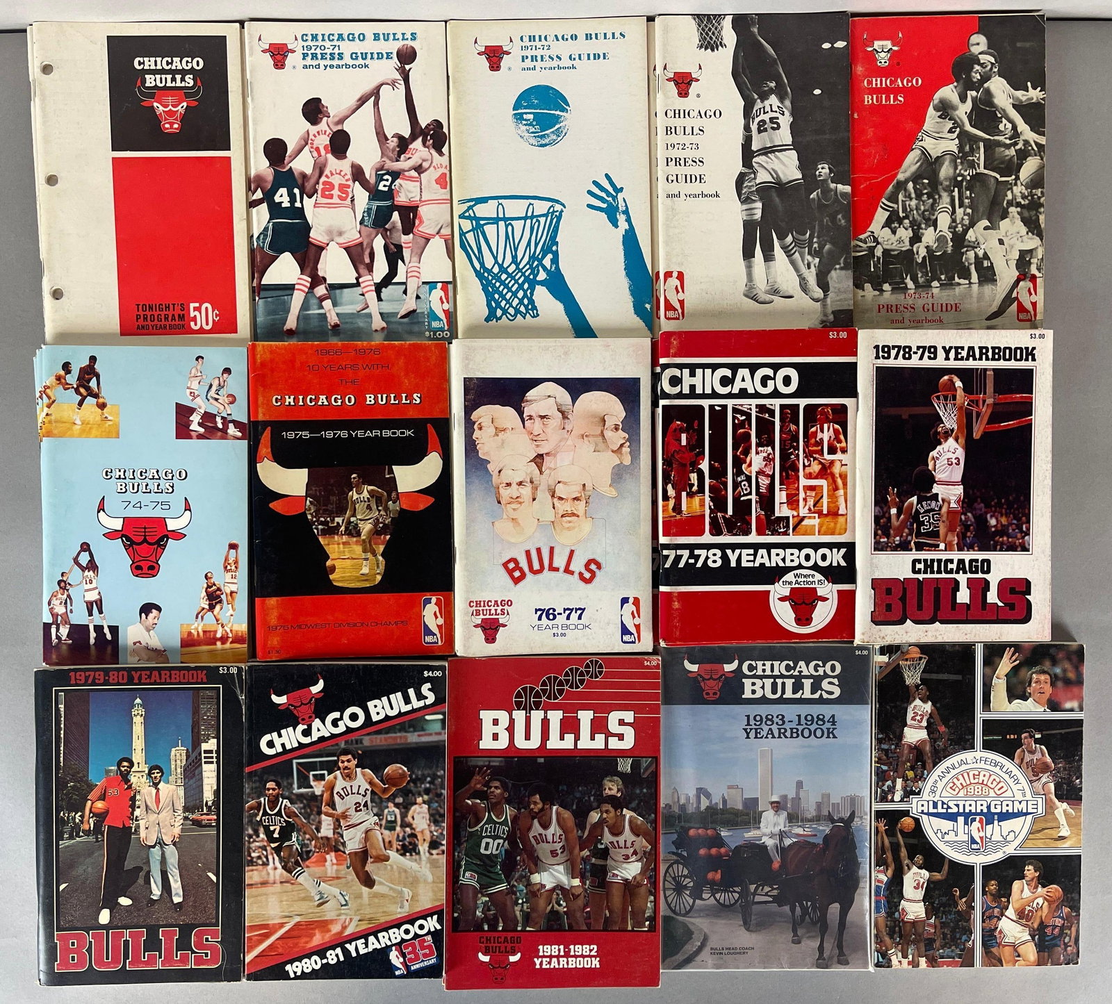 38 - 1969 - 88 Chicago Bulls Yearbooks with Jordan Cover: Conditions vary, G - VG, with some better