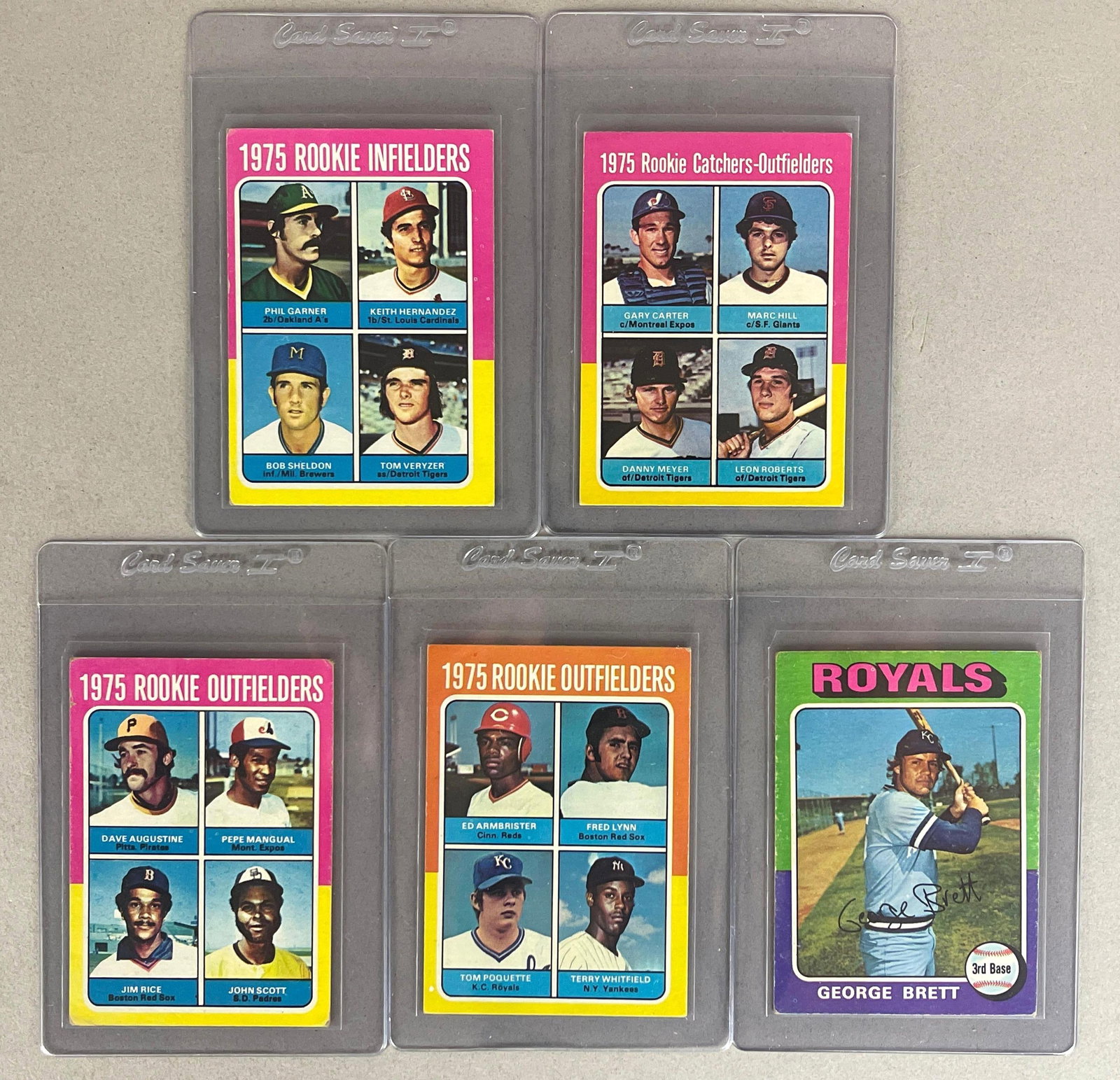 1975 Topps Brett, Carter, Hernandez, Lynn, and Rice Rookies: Conditions vary, Low - VGEX, All the main rookies except Brett