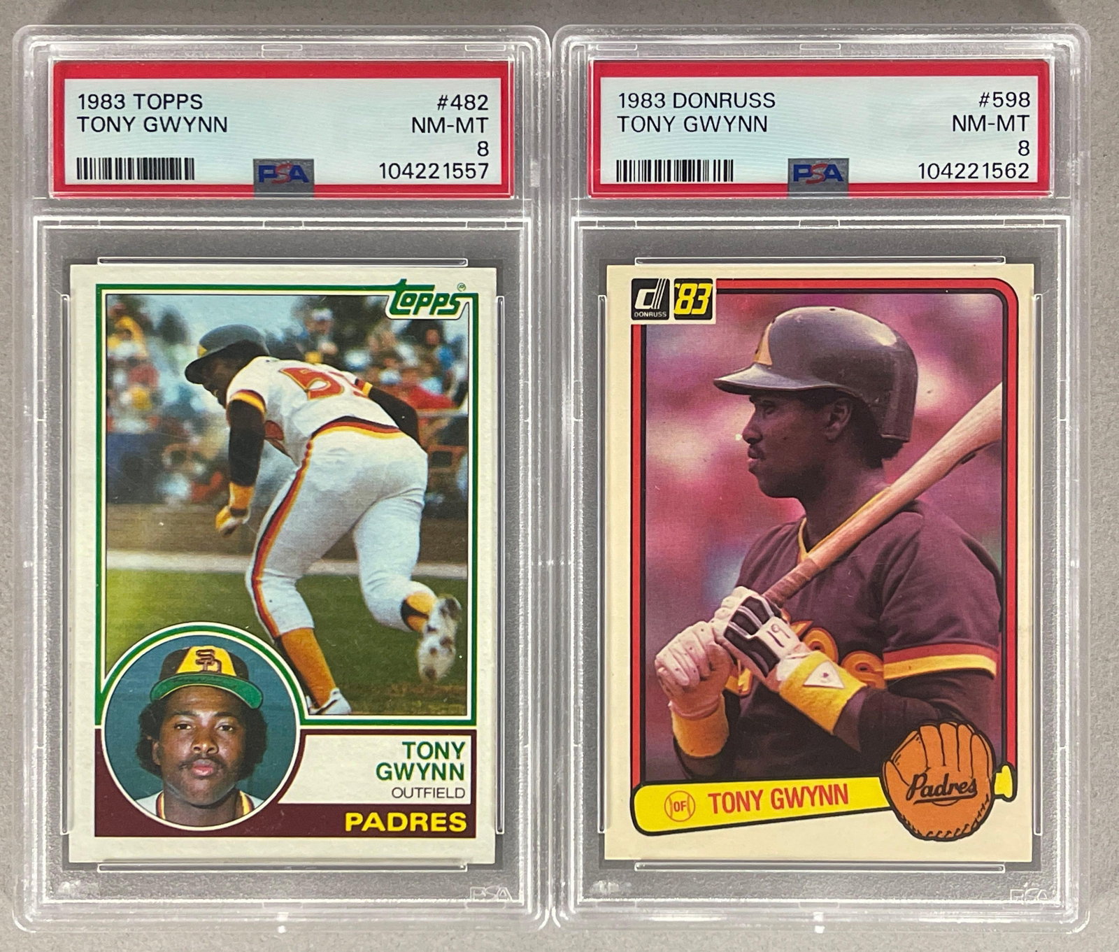 1983 Topps #482 and Donruss #598 Tony Gwynn PSA 8 Rookies: Both Topps and Donruss PSA 8s