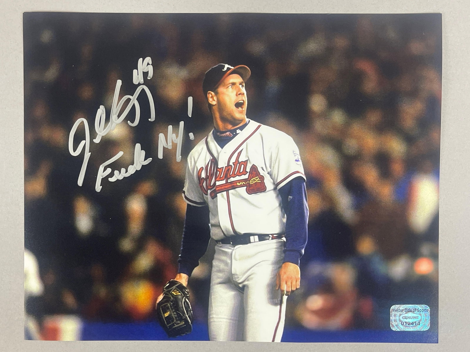 John Rocker Signed 8 x 10 Photo with Inscription and COA: Autographed John Rocker F - NY!, with Wilder side of sports COA