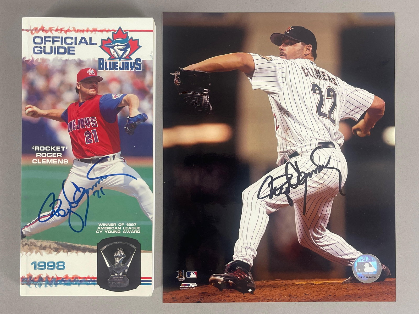 Roger Clemens Signed Photo and Blue Jays Media Guide from The Carl DiMag DePhillipo Collection (1 of 2)