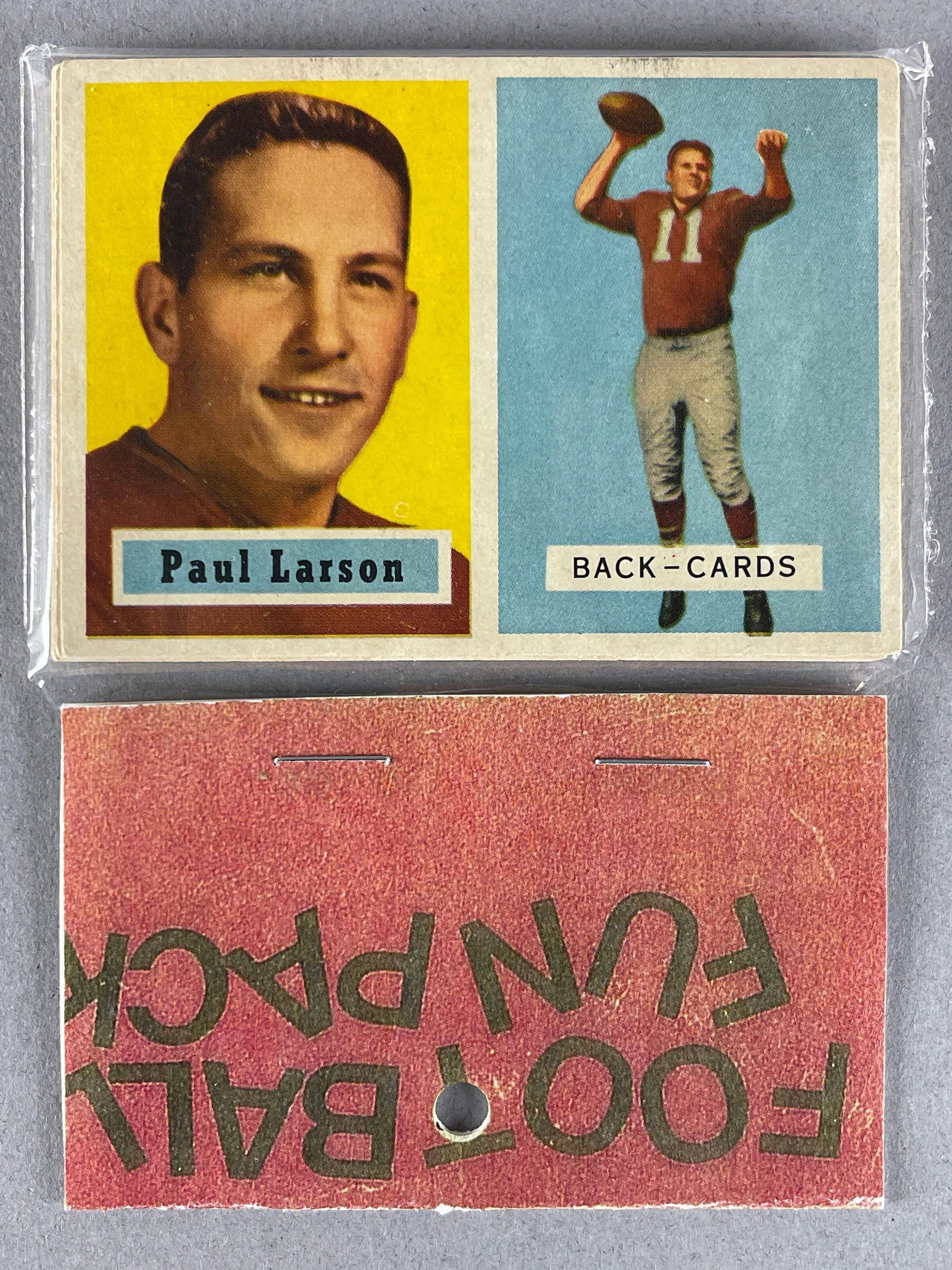 1957 Topps Football West Corps Cello Fun Pack: 10 cards per pack, West Corps. Was a repacking company in the 1970s