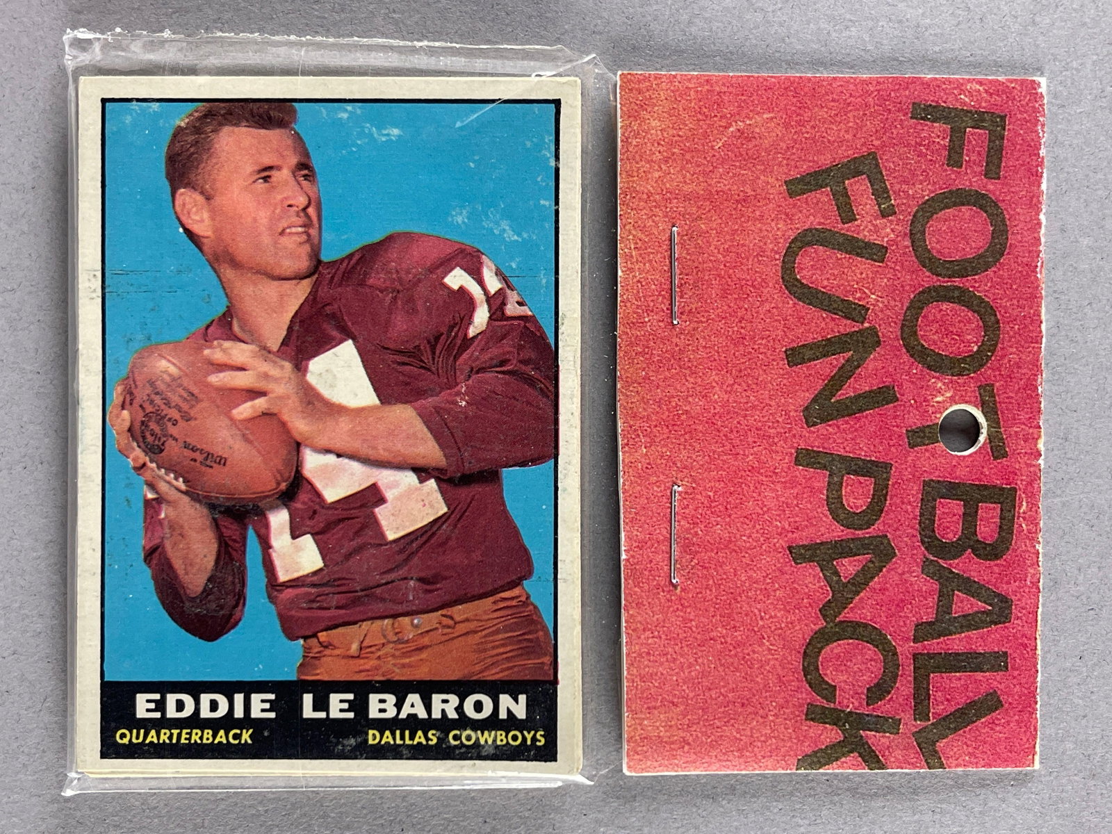 1961 Topps Football West Corps Cello Fun Pack: 10 cards per pack, West Corps. Was a repacking company in the 1970s