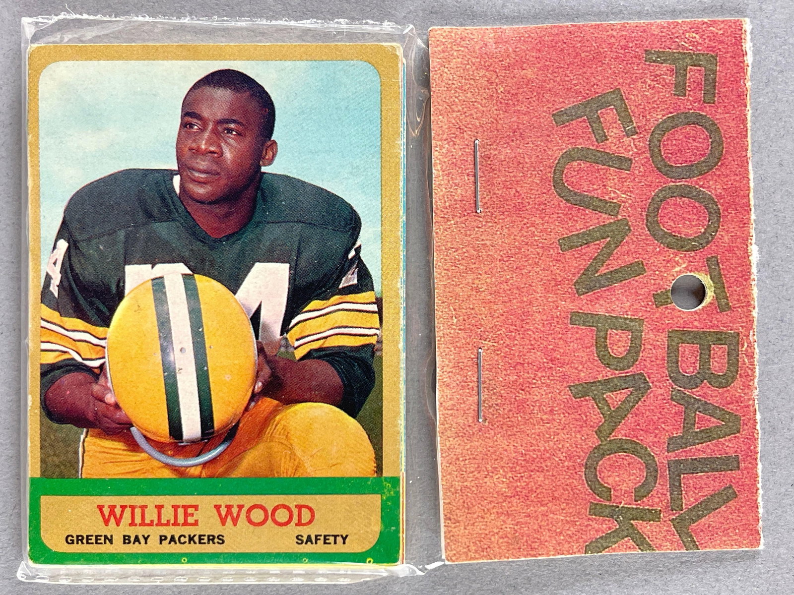 1963 Topps Football West Corps Cello Fun Pack with Wood Rookie on Front: 10 cards per pack, West Corps. Was a repacking company in the 1970s
