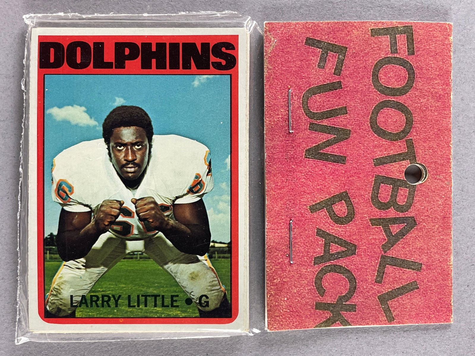 1972 Topps Football West Corps Cello Fun Pack with Little Rookie on Front: 10 cards per pack, West Corps. Was a repacking company in the 1970s