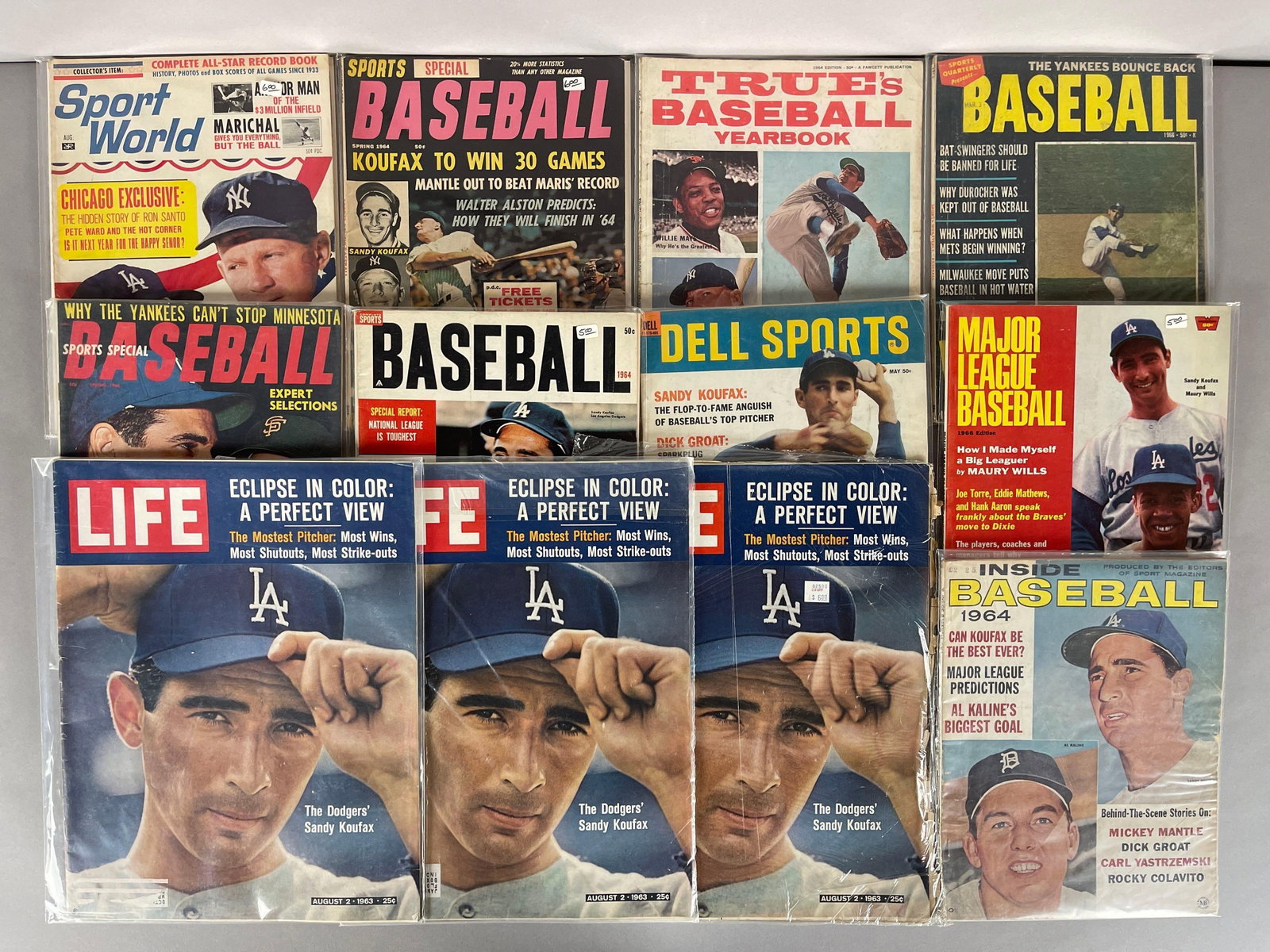 12 - 1960s Sandy Koufax Magazines: 3 - 1963 Life, Sport World, Dell Sports, and Many others