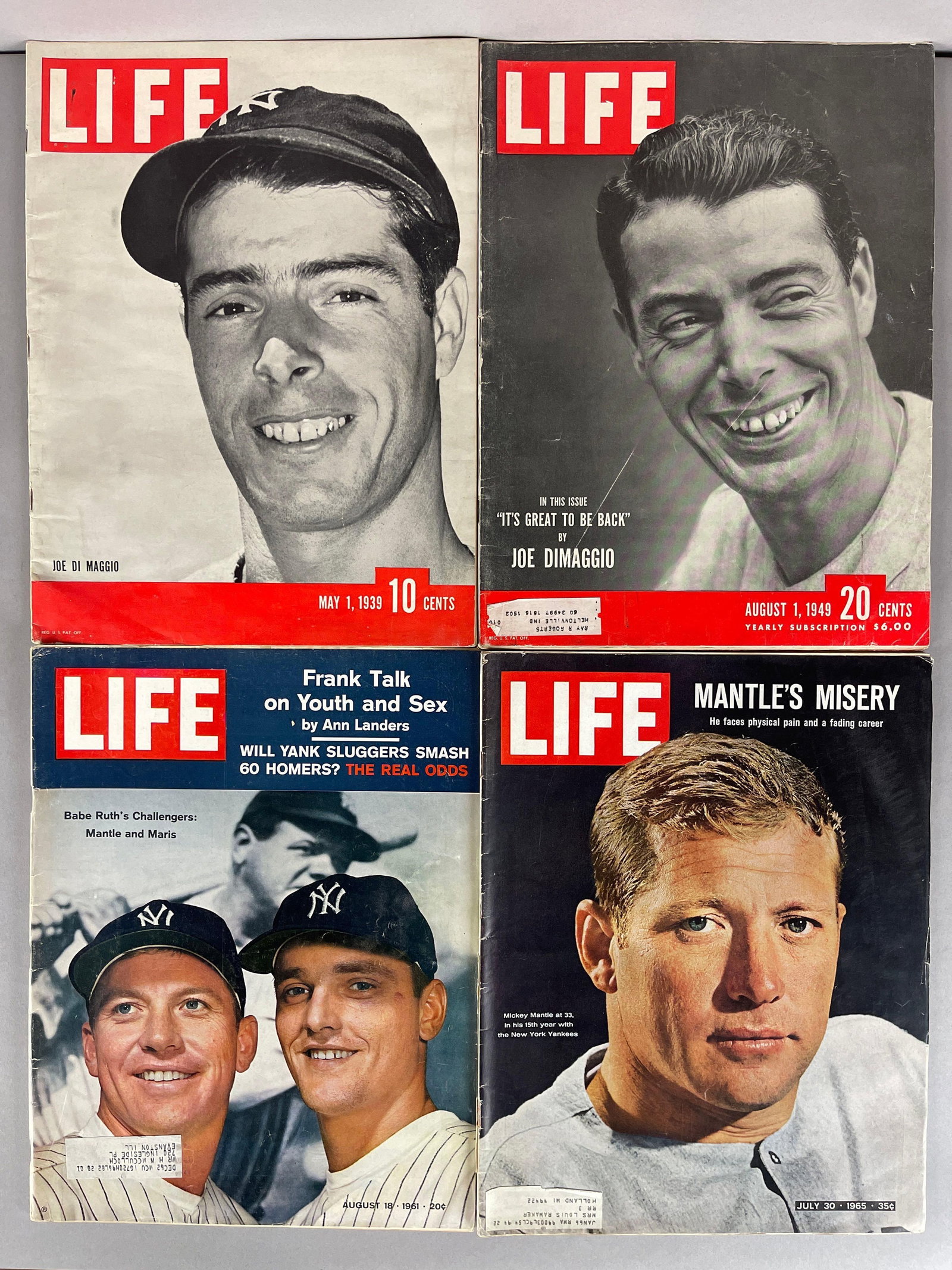 4 - 1939 - 65 Life Magazines with Mantle and DiMaggio (1 of 2)
