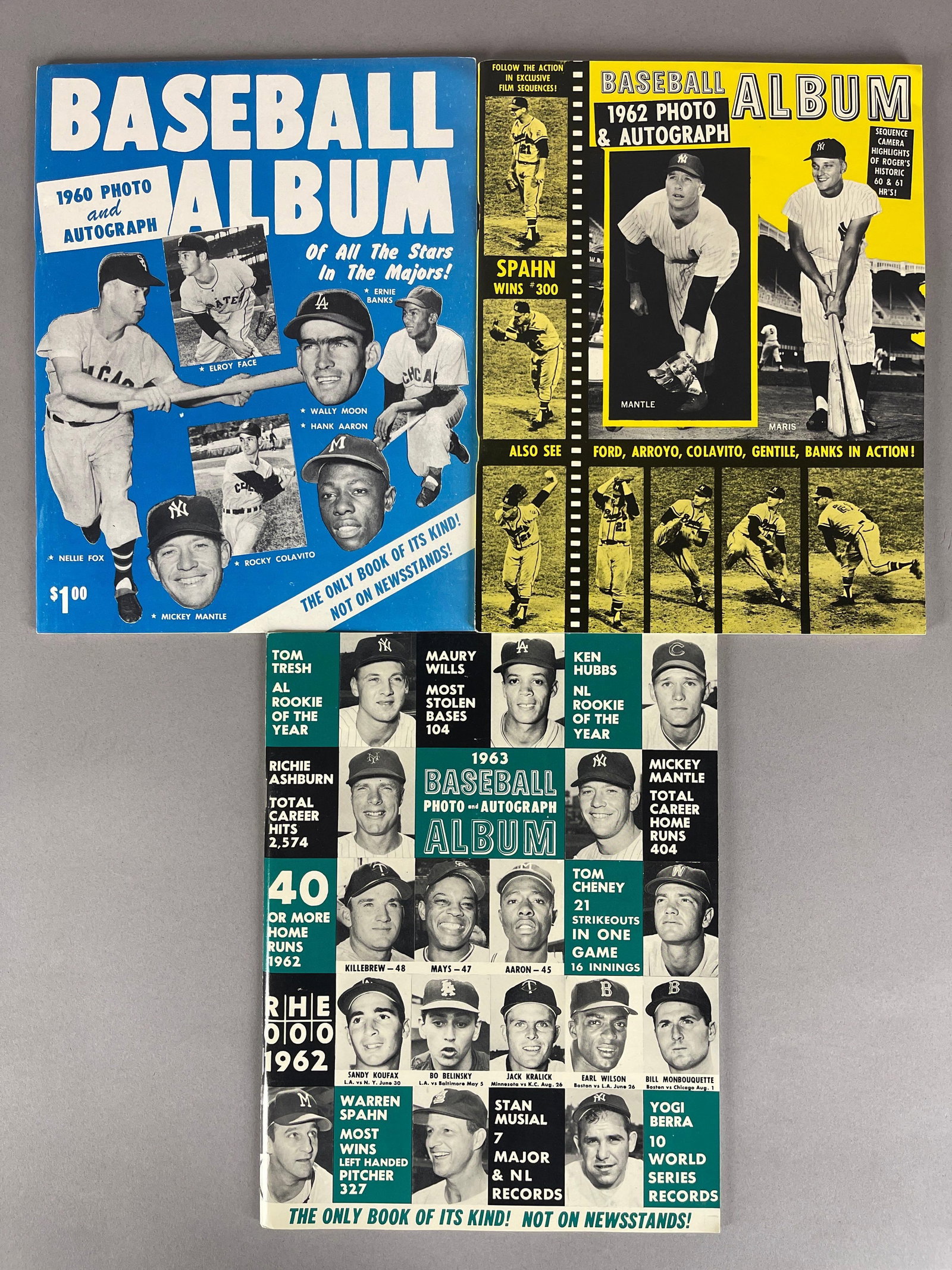 1960, 62, and 63 Baseball Photo and Autograph Magazines: Magazines in great condition