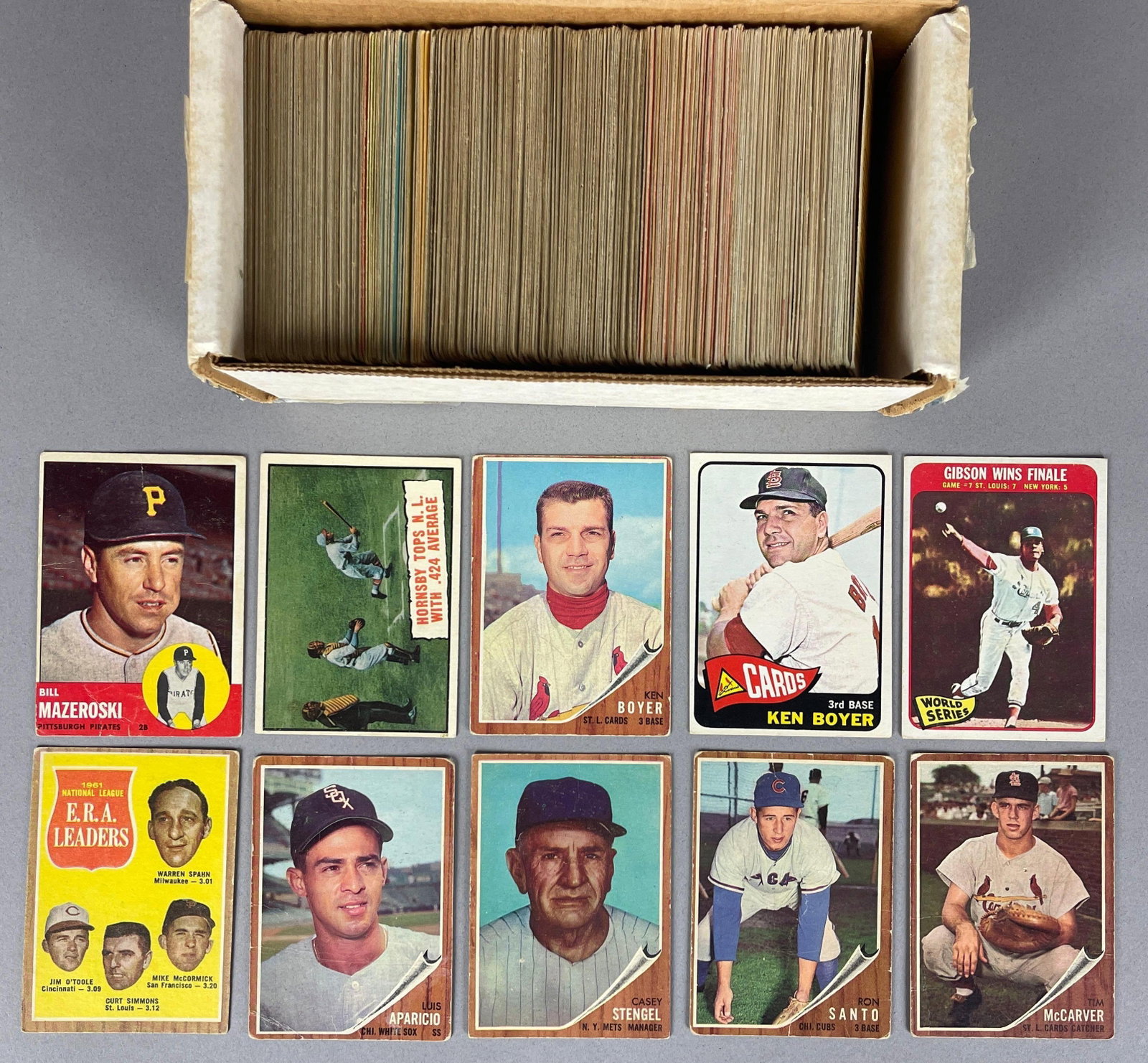 300+ 1960s Baseball Cards with HOFs, Stars, and Rookies: Conditions vary, Low - VGEX, Includes Gibson, Boyer, Mazeroski, Santo, McCarver Rookies and More