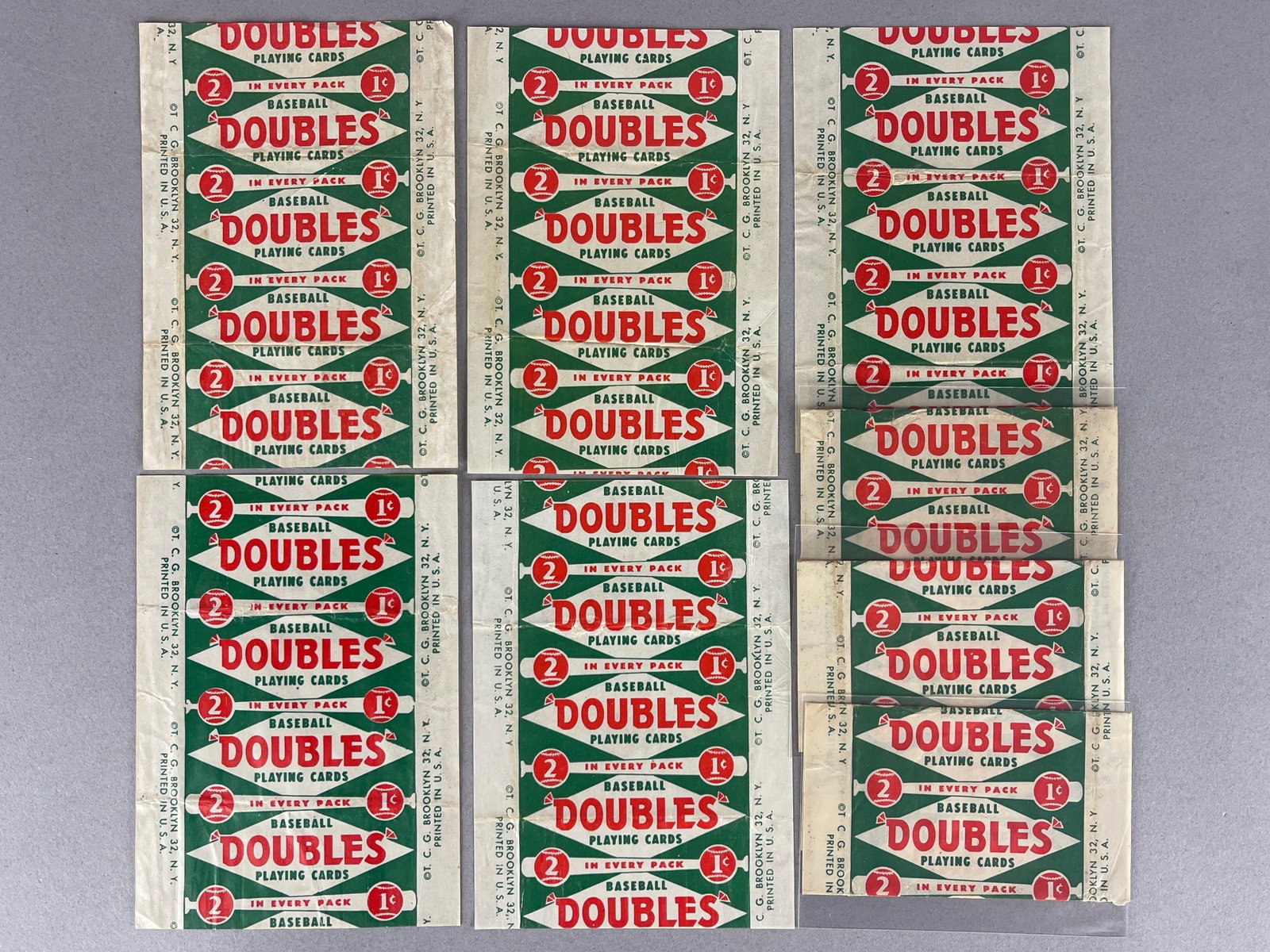 8 - 1951 Topps Baseball Red Back 1 Cent Wax Pack Wrappers (1 of 2)