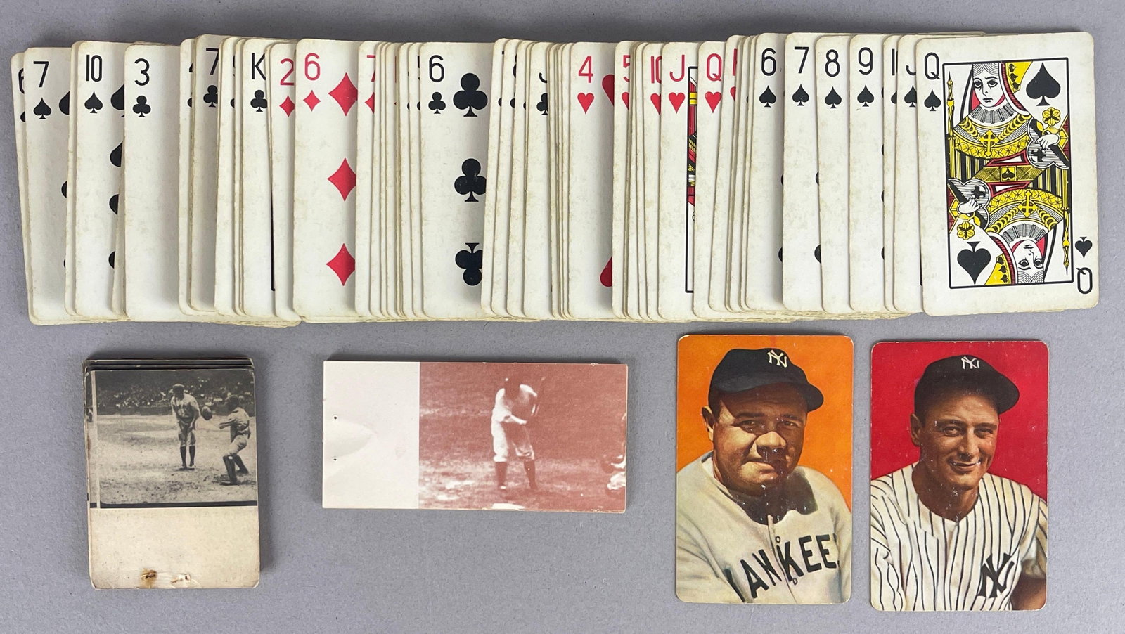 Vintage Babe Ruth and Lou Gehrig Playing Cards + 2 - Babe Ruth Partial Flip Book (1 of 2)