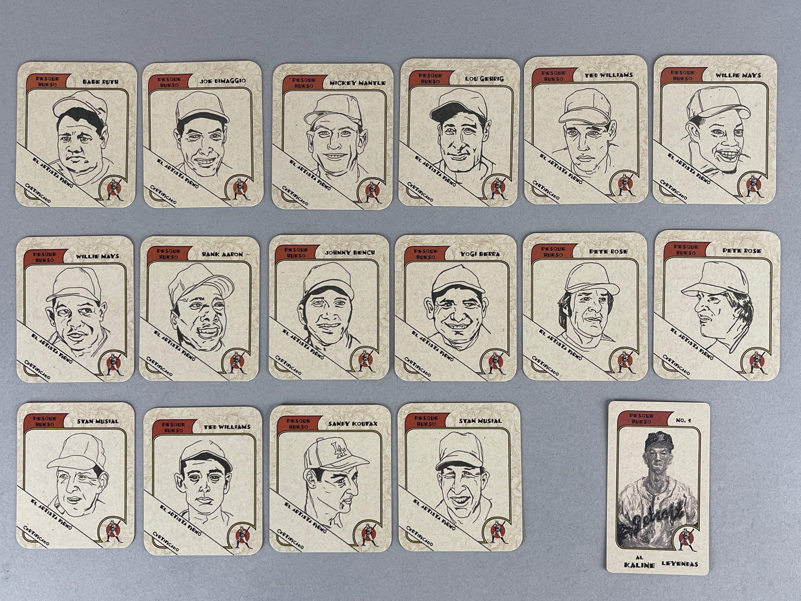 17 - Pesque Hueso Mexican Beer Baseball Cards with Ruth, Mantle, Gehrig, and More: Very unusual Baseball Cards from Pasque Hueso Mexican Beer