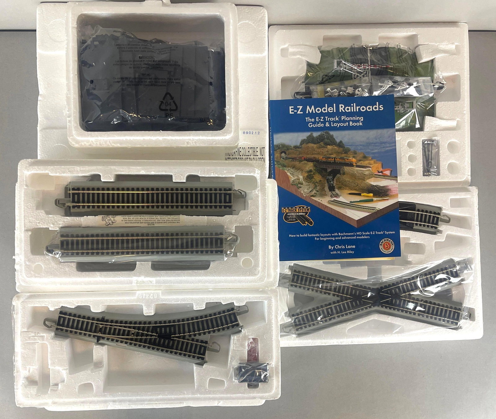 Large Group of Hawthorne Village Bachman EZ Track Train Tracks and Accessories: Includes Railroad Crossing, Switch tracks, and More, Largest Measures 15 x 11 x 4 1/2