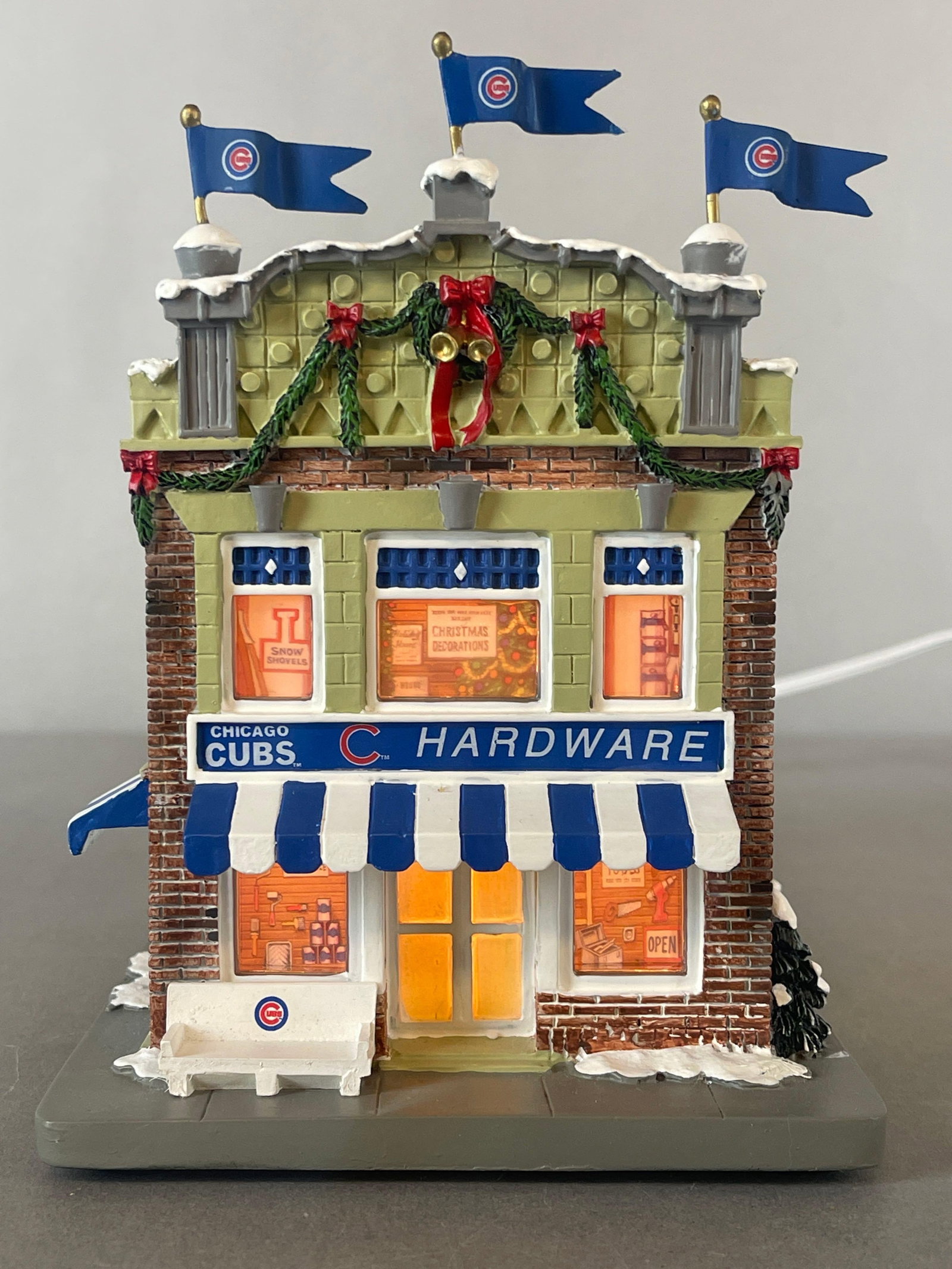 Hawthorne Village Chicago Cubs Hardware Store Sculpture with Light: 2005 Christmas Collection, Measures 5 x 8 x 7 Inches